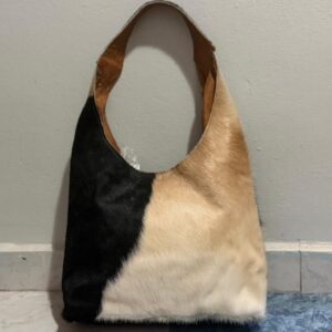 Sac à main Hobo en peau de vachette tricolore